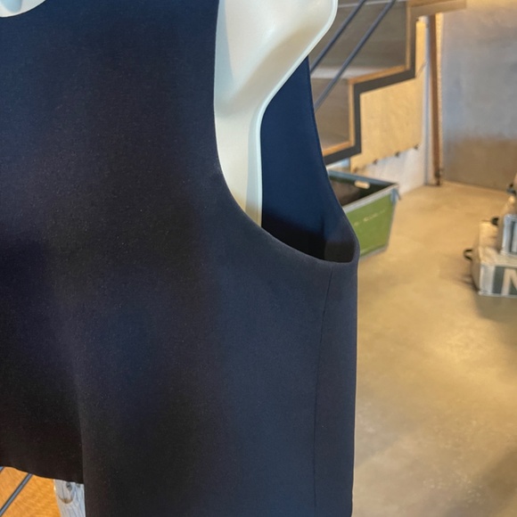 Navy, lined, polyester flared cropped top - Picture 4 of 6